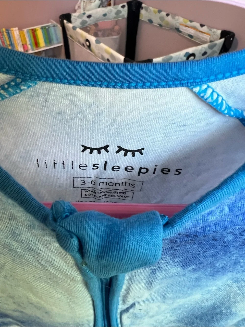 Little Sleepies Blue Watercolor Zippy Pajamas 3-6M GUC